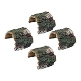 Levemolo 4 Piezas Plataforma para Tortugas Acuáticas de Resina con Diseño de Tronco Área Pequeña para Tomar el Sol y Esconder Geckos Decoración Natural para Terrarios y Acuarios