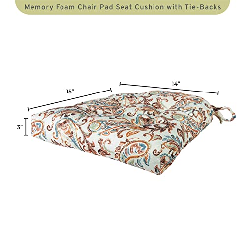 Arlee Paisley Set Of Two (2) Memory Foam Seat Cushions Spice (Red) Chair Pad, 2 Count (Pack Of 1) #TOP1