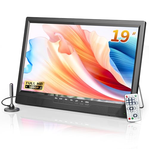 Desobry TV portatile da 19 pollici, piccola Televisión 1080P con