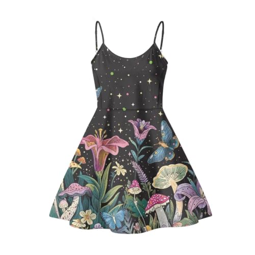 Image of Women's Spaghetti Strap Dress Summer Casual Swing Sundress Girls Beachwear Swing Mini Dress