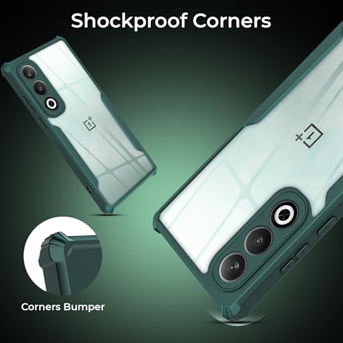 Image of A rtistque Transparent Back Cover Case Compatible with OnePlus Nord CE 4 | Acrylic Armor | Anti-Drop | Shockproof TPU Edge | OnePlus Nord CE 4 Back Cover - Green