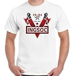 dingtian INGSOC T-Shirt 1984 Mens George Orwell Fictional Novel English Socialism Top White S