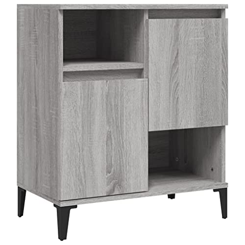 vidaXL Sideboard, Kommode mit 4 Fächern, Highboard Wohnzimmerschrank mit Türen, Schrank Anrichte Beistellschrank, Grau Sonoma Holzwerkstoff