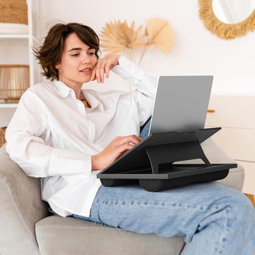 HUANUO Laptop Desk, Portable Laptop Stand Fits Up to 15.6 Inch Laptops, Adjustable with 8 Angles Lap Desks for Adults - Dual Cushion Desk for Sofa, Bed, Car or Work Table