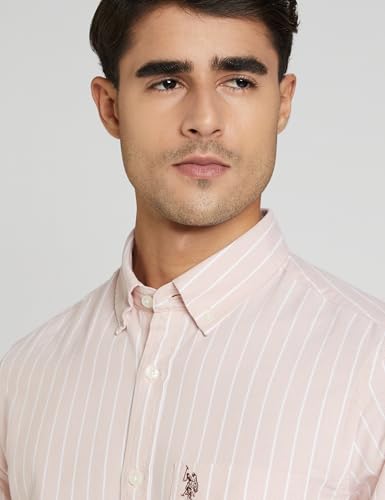Image of U.S. Polo ASSN. Men's Yarn Dyed Oxford Stripe Spread Collar Full Sleeve Shirts