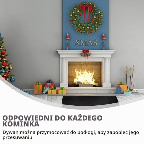 Płyta ochronna przed iskrami, ochrona podłogi przed iskrami, ognioodporna podkładka, dywan z włókna szklanego, mata ognioodporna do użytku wewnątrz, do kominków w kuchence, ogrzewania (czarna)