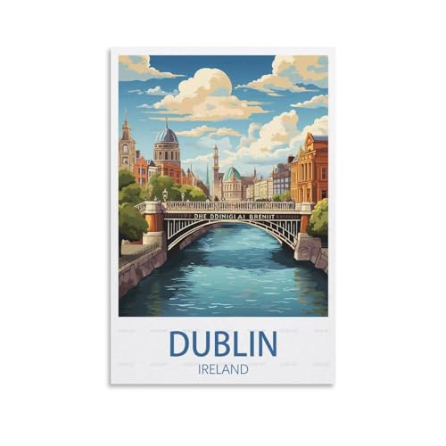 Poster de voyage vintage Dublin Irlande 20 x 30 cm