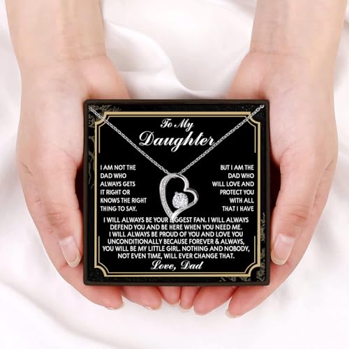 To My Daughter Necklace from Dad with Forever Love Message & Elegant Box, Daughter Gifts from Dad, Birthday Gift for Daughter Adult, Father Daughter Necklace, Daddy Daughter Gifts for My Daughter2