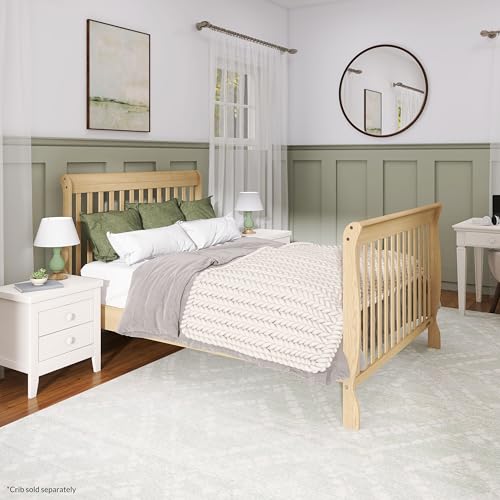Image of Dream On Me Universal Crib to Full Size Bed Conversion Kit, Solid Wood Bed Rails for Select Convertible Cribs, Strong & Stable Support, Natural