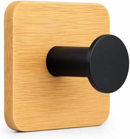 Gancho de Parede Autoadesivo de Bambu e Metal – Suporte Decorativ...