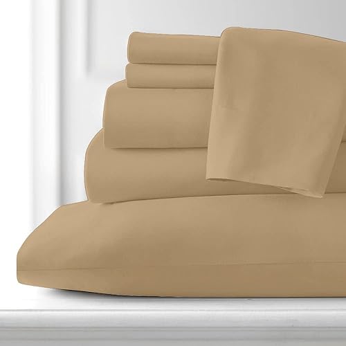 Miniatura 2 de Luxury Home Hotel Collection - Juego de sábanas de rayón derivado de bambú, 6 piezas, matrimonial, color caqui