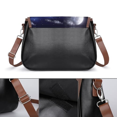 Blue Moon Tiger Crossbody Shoulder Messenger Women Bag Pu Leather Office Work Business for Handbag Crossbody Bag3