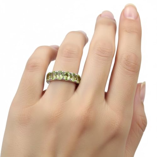 Image of 55Carat Choose Your Color Natural Gemstone Sterling Silver Band Ring Birthstone Friendship Love Size 5-13