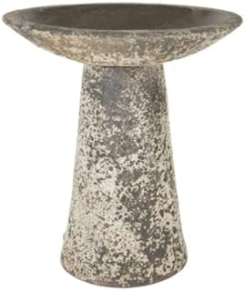 Gardenesque Free Standing Bird Bath with Detachable Top - Beautiful Ancient Salt Glaze Finish - for All Gardens - Bird Water Feeder - Fantastic Outdoor Ornament Decoration - Size: L63 x H63 x D53cm