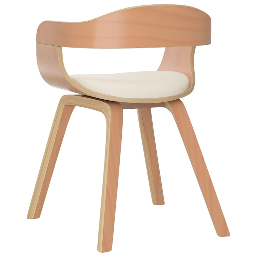 Sillas De Comedor 2 Piezas, Madera Curvada, Polipiel Crema Y Natural | Diseño ergonómico, asiento y respaldo acolchados con esponja, fácil de limpiar, carga máxima de 110 kg