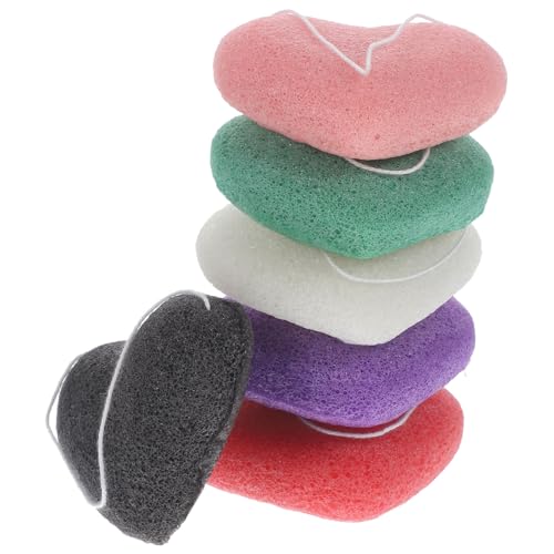 Éponges visage exfoliantes Mobestech en forme de cœur pour soin quotidien x6
