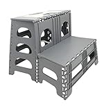 Range Kleen SS2 Double Step Gray Folding Stool 19.5 Inches L by 20 Inches W by 17 Inches H