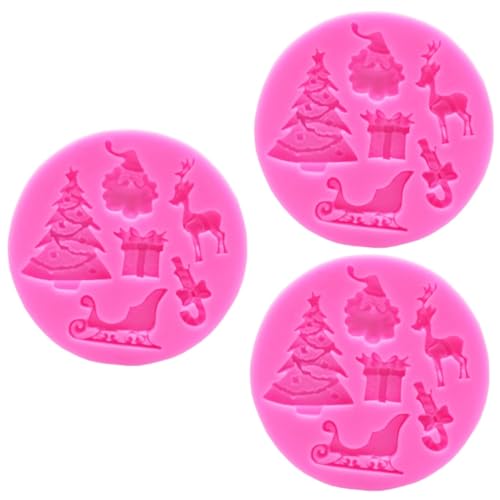 MAGICLULU 3pcs Silicone Santa Claus Christmas Tree Molds Christmas Fondant Molds DIY Cake Decorations