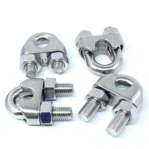 Heverp DLJTM12 4Pcs 1/2 Inches M12 Stainless Steel Wire Rope Cable Clip Clamp thumb #4