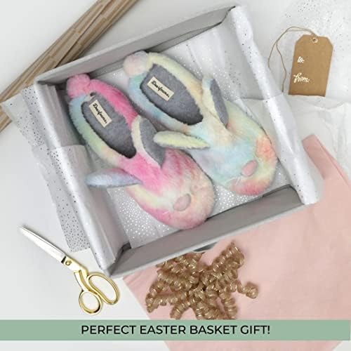 Dearfoams Easter Basket Stuffers Gifts for Kids Family Matching Fuzzy Bunny Slippers, Adult Bunny, X-Small | Image 2