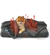 Bedsure Self Warming Dog Blankets for Small Dogs Waterproof - 25"X35" Grey | Soft Plush Sherpa Fl...