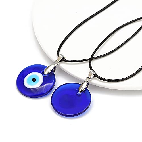 Caiyao Evil Eye Pendant Necklace Glass Leather Rope Chain Turkish Protect Lucky Necklace for Women Men3
