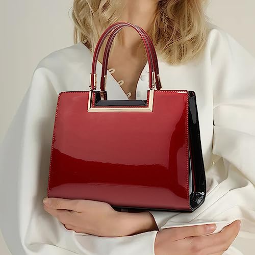 Bolso Satchel de Cuero Brillante para Mujer miniatura 3