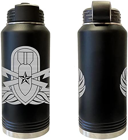 Navy Explosive Ordnance Disposal (EOD) Senior Badge Laser Engraved 32oz Water Bottle (Black)