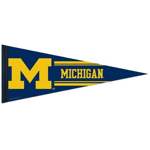 Banderín premium de los Michigan Wolverines de 12 "X 30" con acabado de alta calidad