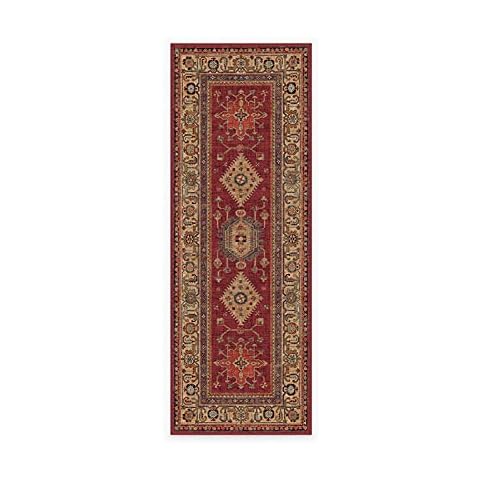 RUGGABLE Machine Washable Runner Rug - Founder's Founder's Farmhouse Collection - 2-Piece Patented Rug System - Cambria Ruby 2.5'x7' Cover