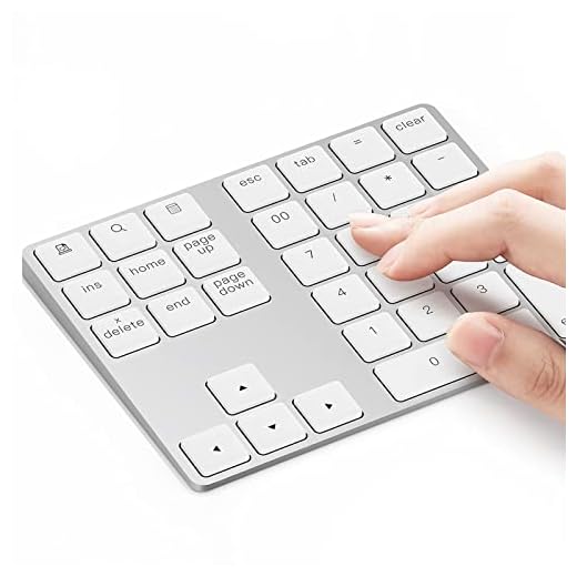 Lekvey Bluetooth Number Pad, Aluminum Rechargeable Wireless Numeric Keypad Slim 34-Keys External Numpad Keyboard Data Entry for Laptop, MacBook, MacBook Air/Pro, iMac, Windows, Surface Pro - Silver