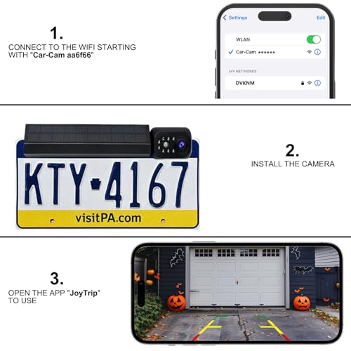 Image of Solar Wireless Car Backup Camera, Magnetic Rear View Camera, IP68 Waterproof, IR Night Vision, for Cars Trucks Trailer Camper