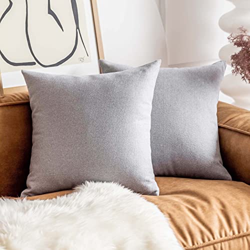 Image of Home Brilliant Grey Cushion Covers 45cm Thick Accent Cotton Linen Decorative Pillow Cases for Sofa Couch Living Room Playroom, 18 x 18 inches, Light Grey
