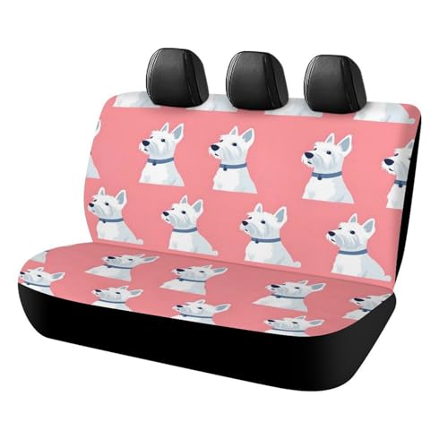 GVYGVY Fundas de asiento trasero de coche para camiones, SUV, tela transpirable con estampado de perro Terrier blanco, alfombrilla protectora debajo del asiento del coche, ligera, elástica, universal