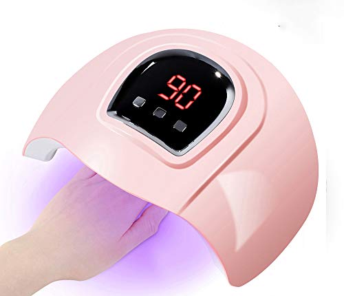 54W Gel UV LED Nail Lamp,Prottylife Nail Dryer Gel Nail Polish LED UV Light with 3 Timers Professional Nail Art Tools Accessories (Pink)
