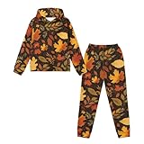 Zanxiantu Maple Leaves Kids Sweasuit Set Size 7-8 Thanksgiving Soft Long Sleeve Tracksuit Sets Kids Hooded Sweatshirt and Jogger Pants Set Fall 2 Pcs Fashion Outfits