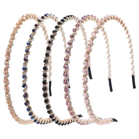 Ruihfas Fashion 5Pcs Bling Rhinestone Hair Hoop Band Crystal Beaded Headband for Women Cover