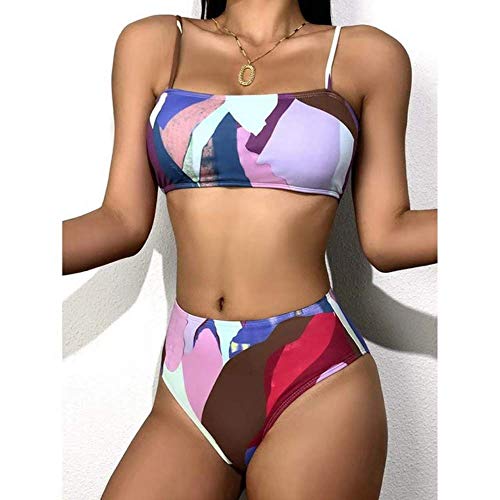DIFFIGER Biquíni de cintura alta 2021, roupa de banho feminina, roupa de banho, biquíni, 3 peças, Ro