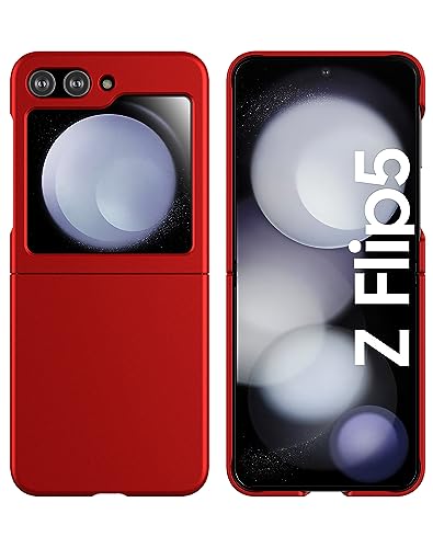 Cresee Case for Samsung Galaxy Z Flip 5 (2023) Thin Hard Matte Phone Case for Galaxy Z Flip5 - Red