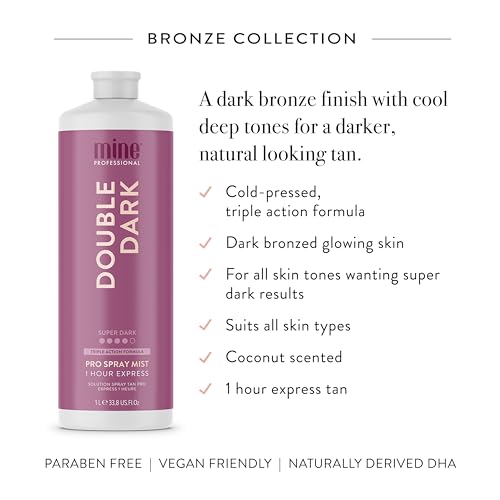 Minetan Double Dark Professional Spray Tan - Ciemnobrązowe wykończenie z chłodnymi, bogatymi tonami, 1L
