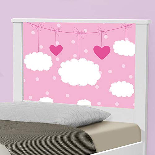 Cama Solteiro Adesivada Nuvens Menina com Colchão