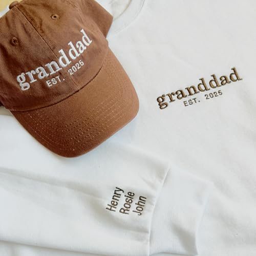 WEAR PHYSIQUE Father's Day Sweatshirt, Custom Embroidered Dad Sweatshirt, Matching Custom Grandpa Crewneck, First Father's Day, Daddy Shirt, Personalized Date and Name Sweater, New Grandparent Sweater4