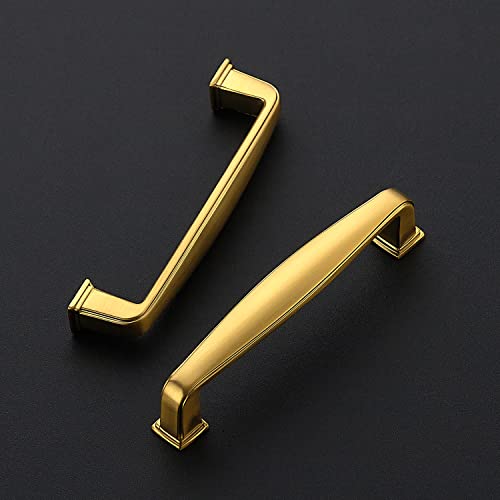 Image of Ravinte Gold Cabinet Handles Solid Drawer Pulls, 3-3 /4 Inch, 5 Pack | Zinc Alloy, Smooth Bar Grip, Kitchen Cabinet Update, For Cupboards, Drawers, Dressers, Cabinet Doors, Furniture Hardware