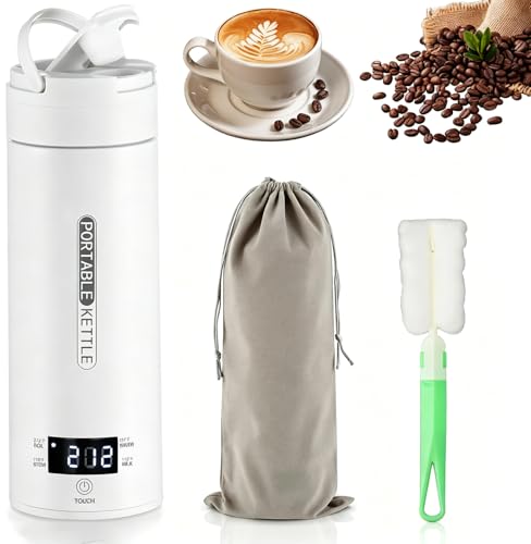 Necomi Portable Electric Kettle for Travel 500ML Water Boiler Tea Kettle with 4 Variable Presets 316 Stainless Steel Auto Shut Off & Boil Dry Protection for Coffee Milk Tea