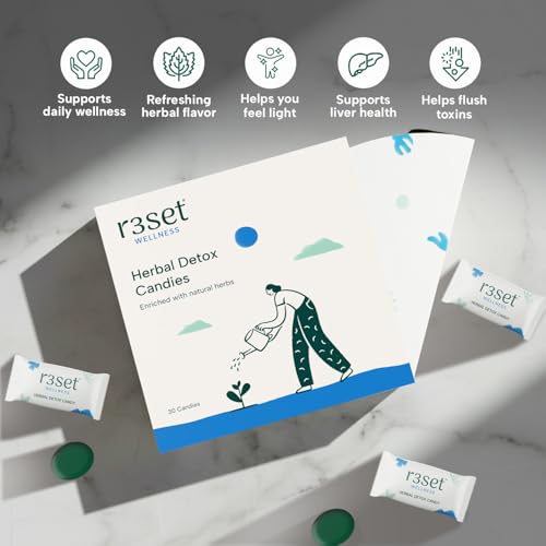 Image of R3SET Herbal Liver Detox Candy | Instant Support for Fatty Liver, Blood Circulation & Toxin Build-Up | Zero Calorie, Sugar-Free Daily Detox | Infused with Kalmegh, Manjistha (Blood Purifier), Punarnava & Guduchi - 30 Candies
