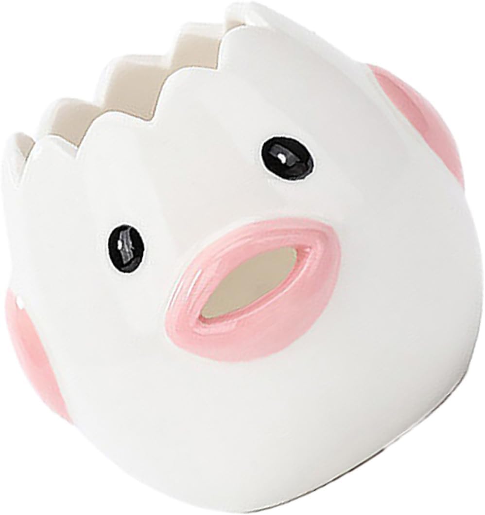 Uonlytech Cute Pink Ceramic Egg Separator Cartoon Chicken Shape Practical Baking Tool for Kitchen Yolk and White Divider for Home and Coffee Shop Use
