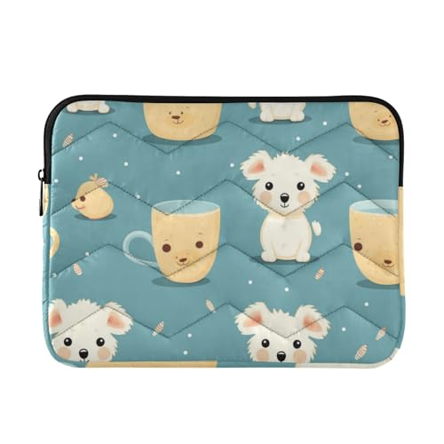 Funda para portátil de 13-14 pulgadas con diseño Tea Cup Dog miniatura 1