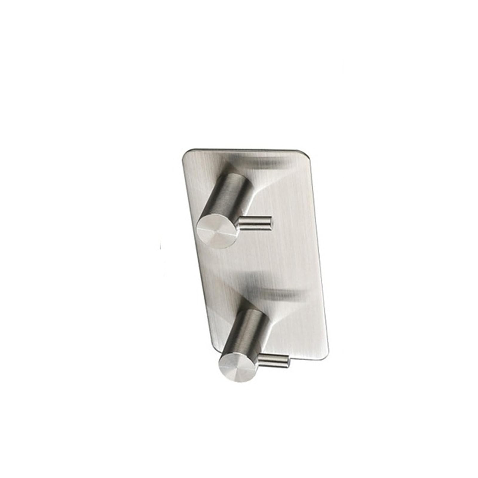 Whegavgko Silvery 2 Hook Stainless Steel 3M Self-Adhesive Hook, Wall Door Hook, Robe Clothes Hanger(Silvery 2 Hook)