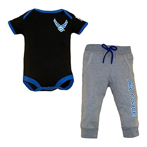 Trooper Clothing U.S.A.F. 2pc Baby Boys Air Force Bodysuit Pants Set Blue Gray (3-6 Months) Cover