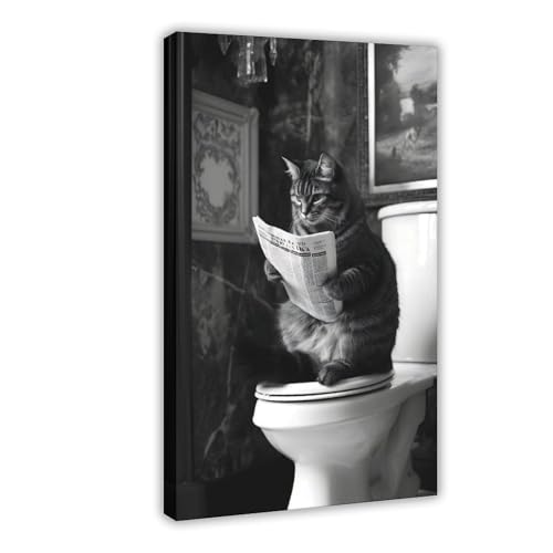 Poster chat lisant le journal pour une decoration de bureau originale 40x60 cm